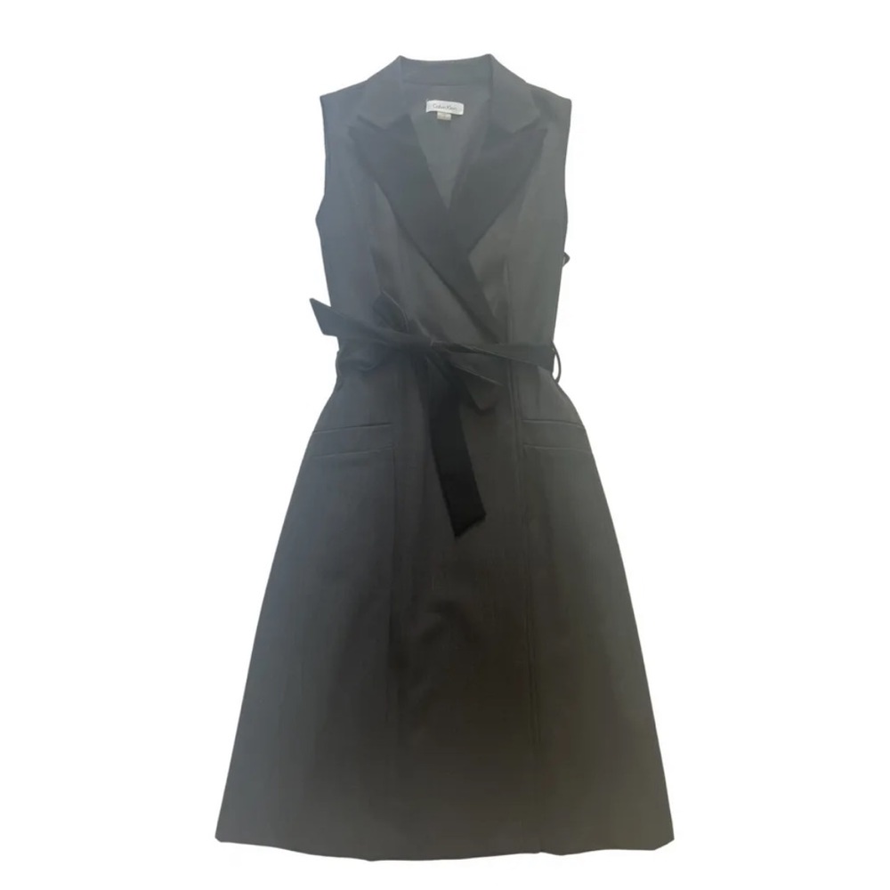Calvin Klein Sleeveless grey and black Tie dress | size: 4